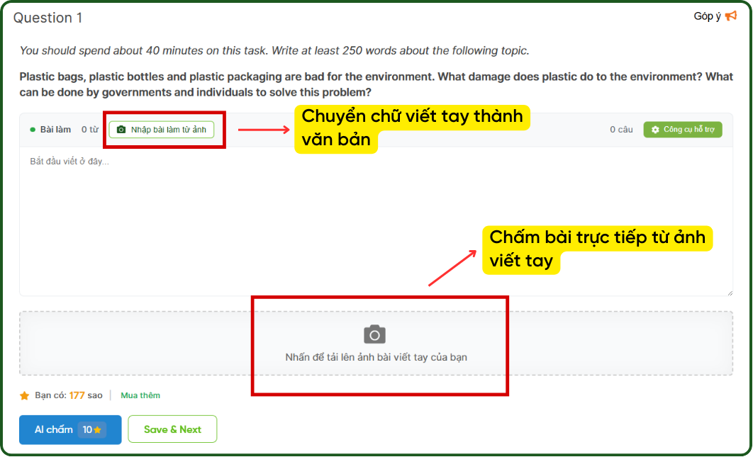 Chấm bài bằng ảnh viết tay